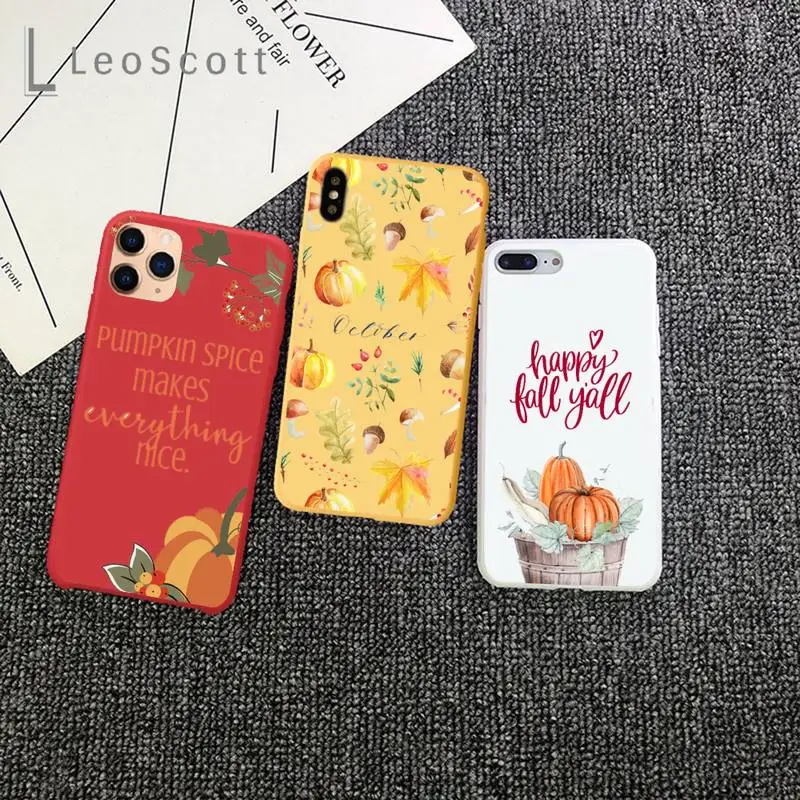 

Pumpkin Happy Autumn Phone Case Candy Color for iPhone 11 12 mini pro XS MAX 8 7 6 6S Plus X 5S SE 2020 XR