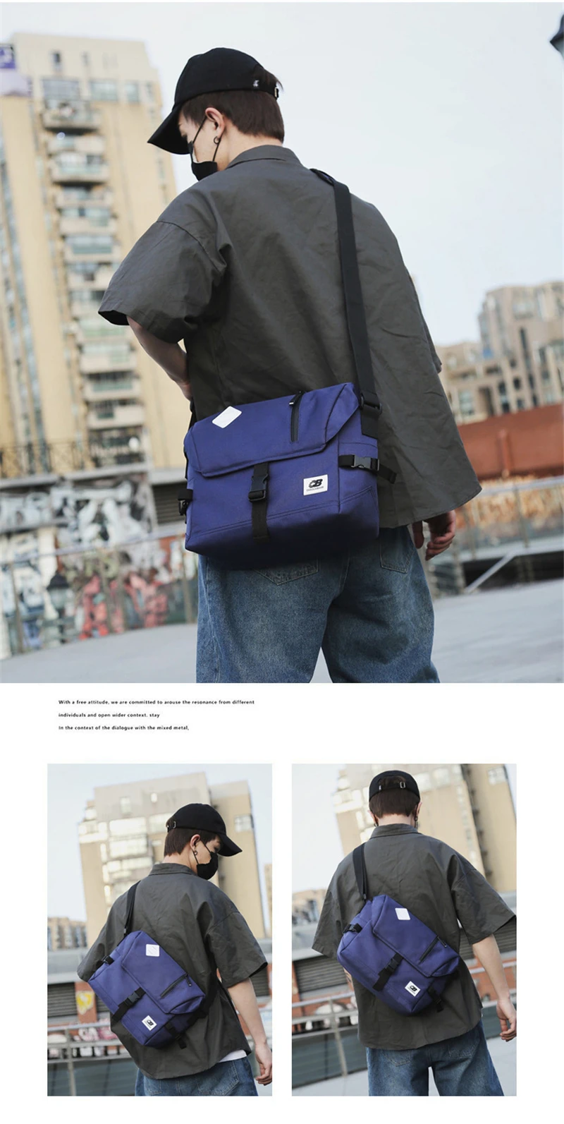 Men Crossbody Messenger Bags Oxford Water Repellent Sling Shoulder Travel Bag School Fashion Durable Sports Mountain Cycling Bag