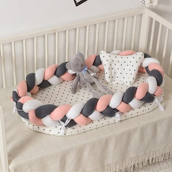 

Portable baby bed crib with pillow baby sleeping nest cot kids cradle nursery travel folding bassinet bed bumper removable
