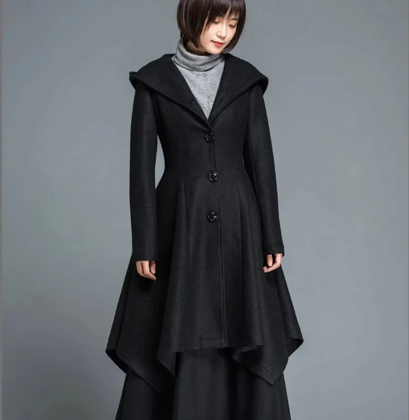Модный однотонный длинный зимний модный шерстяной пальто, повседневное тонкое шерстяное пальто и куртка, однобортное пальто Femenino