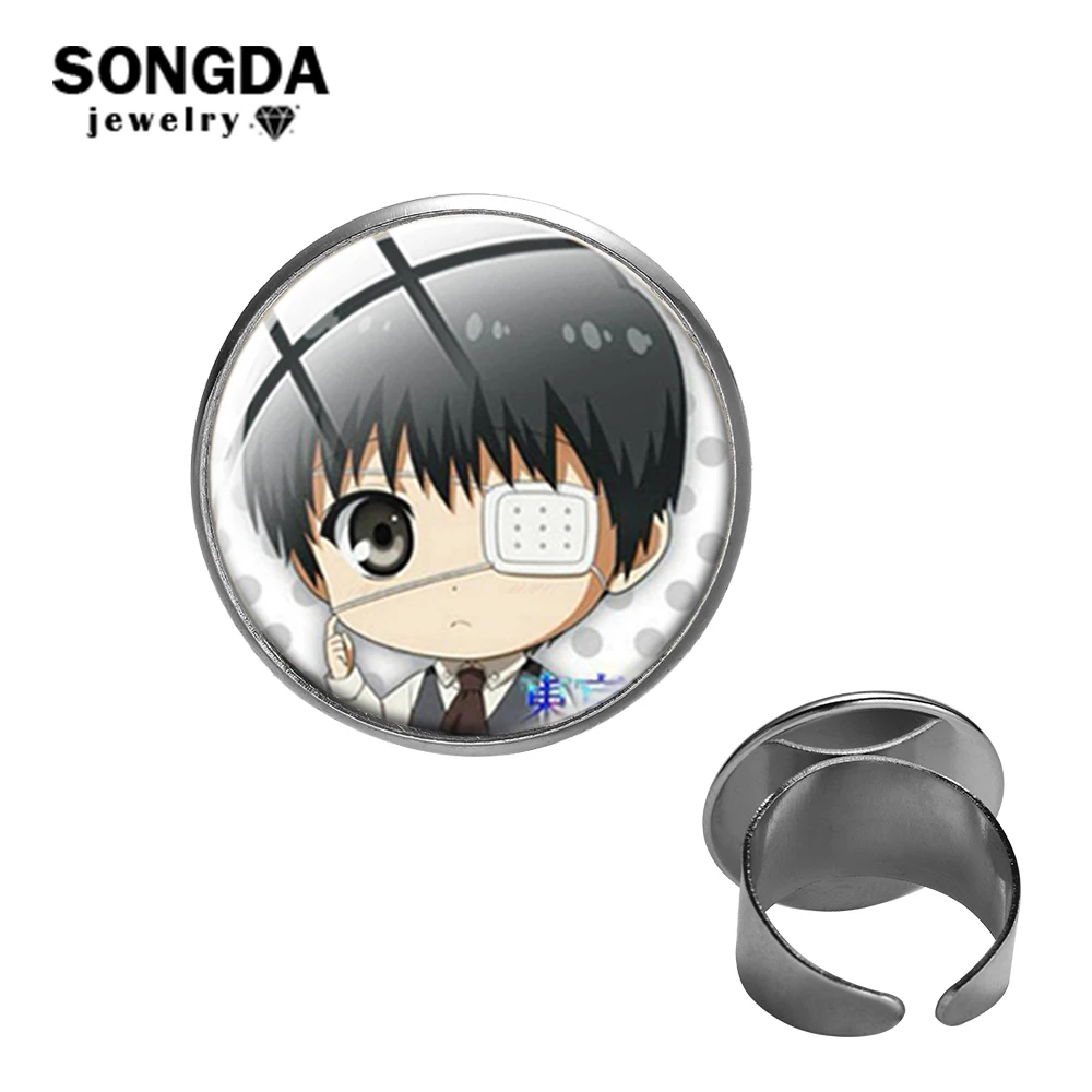 Songda Tokyo Ghoul Anime Glass Art Picture Rings Fashion Accessories Steampunk Zinc Alloy Opening Ring Best Gift For Otaku Fans Rings Aliexpress