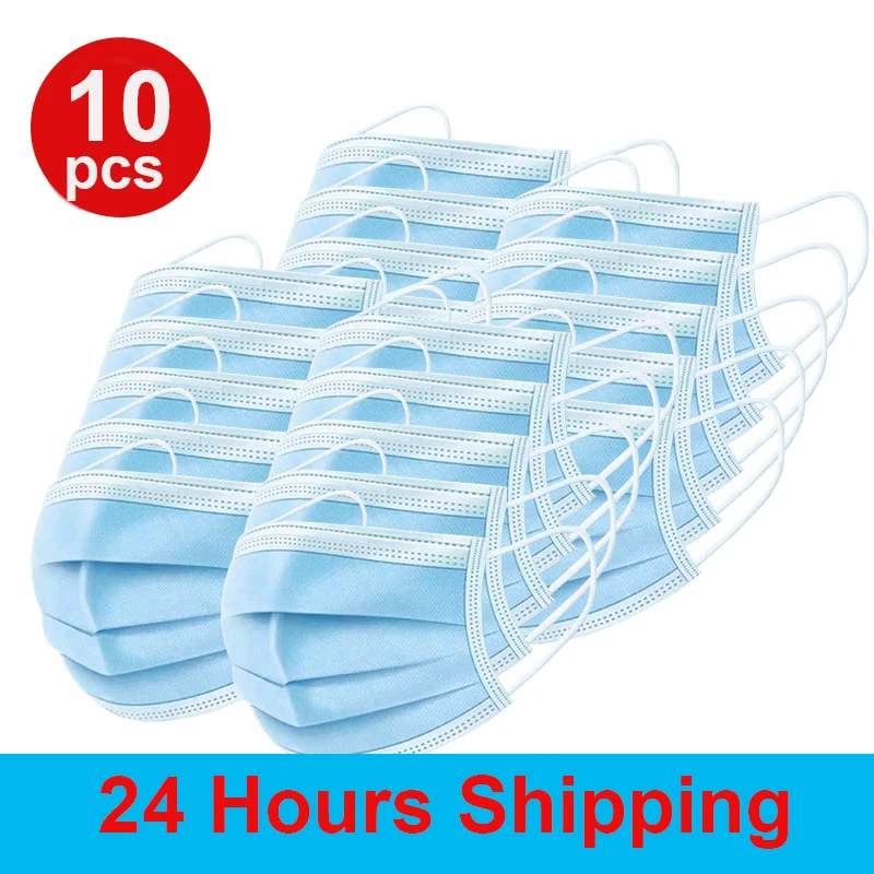 

10PCS Disposable Protective Mask 3 Layers Dustproof Facial Protective Cover Masks pk ffp3 n95 ffp2 kf94 kn95