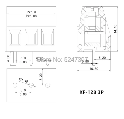100 шт. kf-128 5,0 мм Винт Тип PCB терминал 2 P/3 P может быть соединен с kf128 разъем