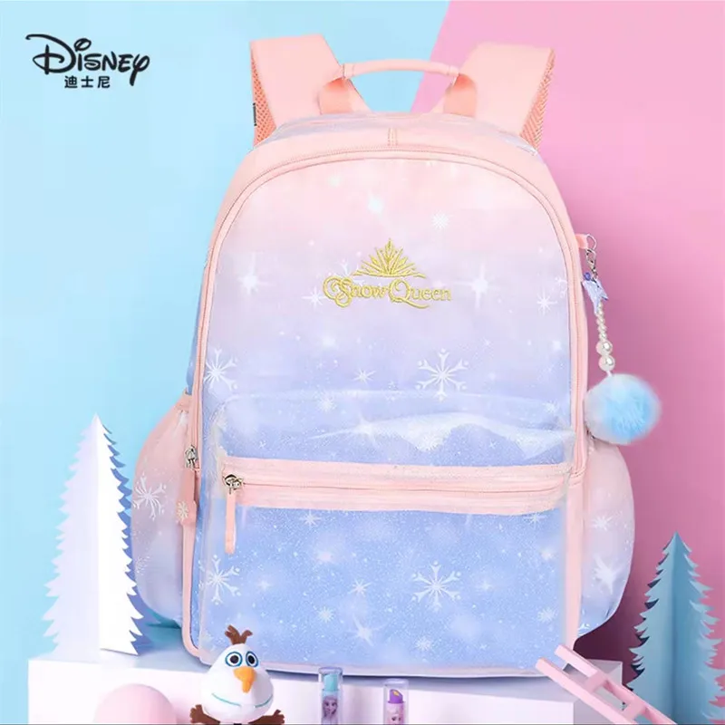 Disney Frozen School Bag For Girls Elas Anna Primary Middle Student Shoulder Causal Orthopedic Backpack Super Light Grade 1-6