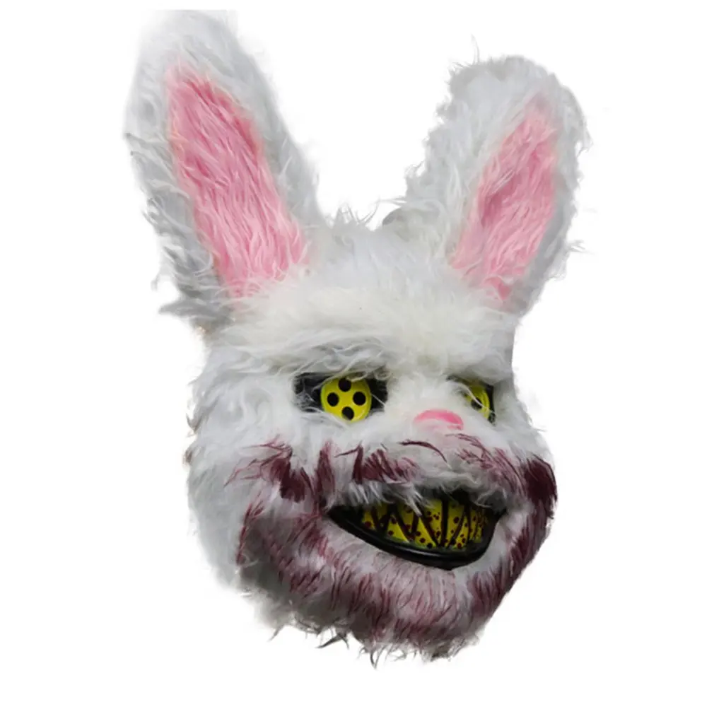Comfortable And More BreathableEasily Fit Most Children Or Adults Halloween Bloody Rabbit Plush Mask Cosplay Masquerade Props
