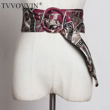 

loose 2020 New Spring Summer Pattern Printed Metal Buckle Personality Women Long Wide Belt Fashion Tide All-match JS761