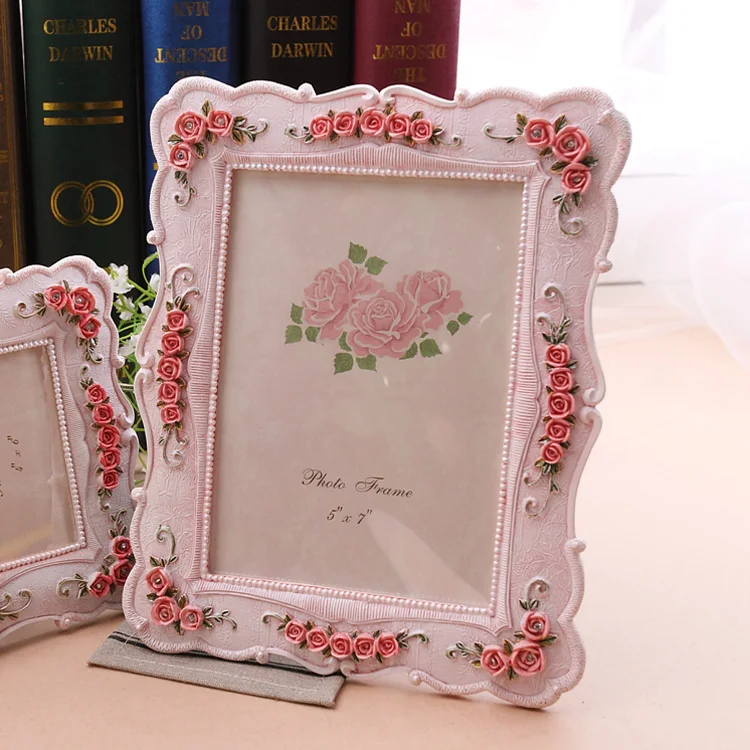 White European Style Vintage Wedding Dress Photo Set Wedding Photo Resin Picture Frames Korean Countryside Photo Frame - Цвет: Розовый