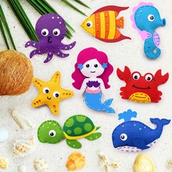 Kit de couture d'animaux de mer, sirène, bricolage, feutre en peluche pour enfants débutants, ensemble de couture éducatif, jouet artistique pour enfants 