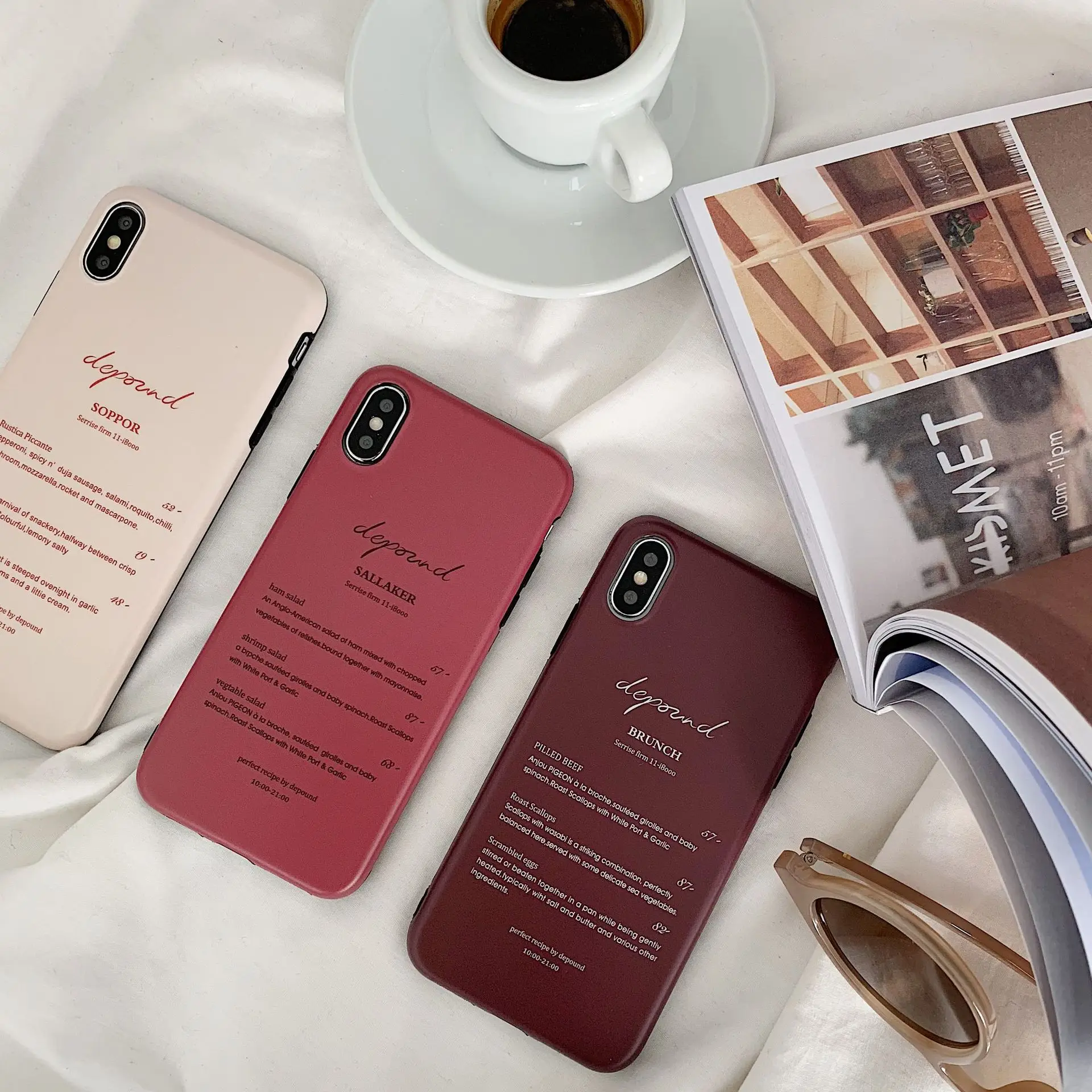 Retro simple food menu letters Phone case For coque iPhone 7 Plus XR XS X Max silicon for 8 6s silicone cover | Мобильные телефоны