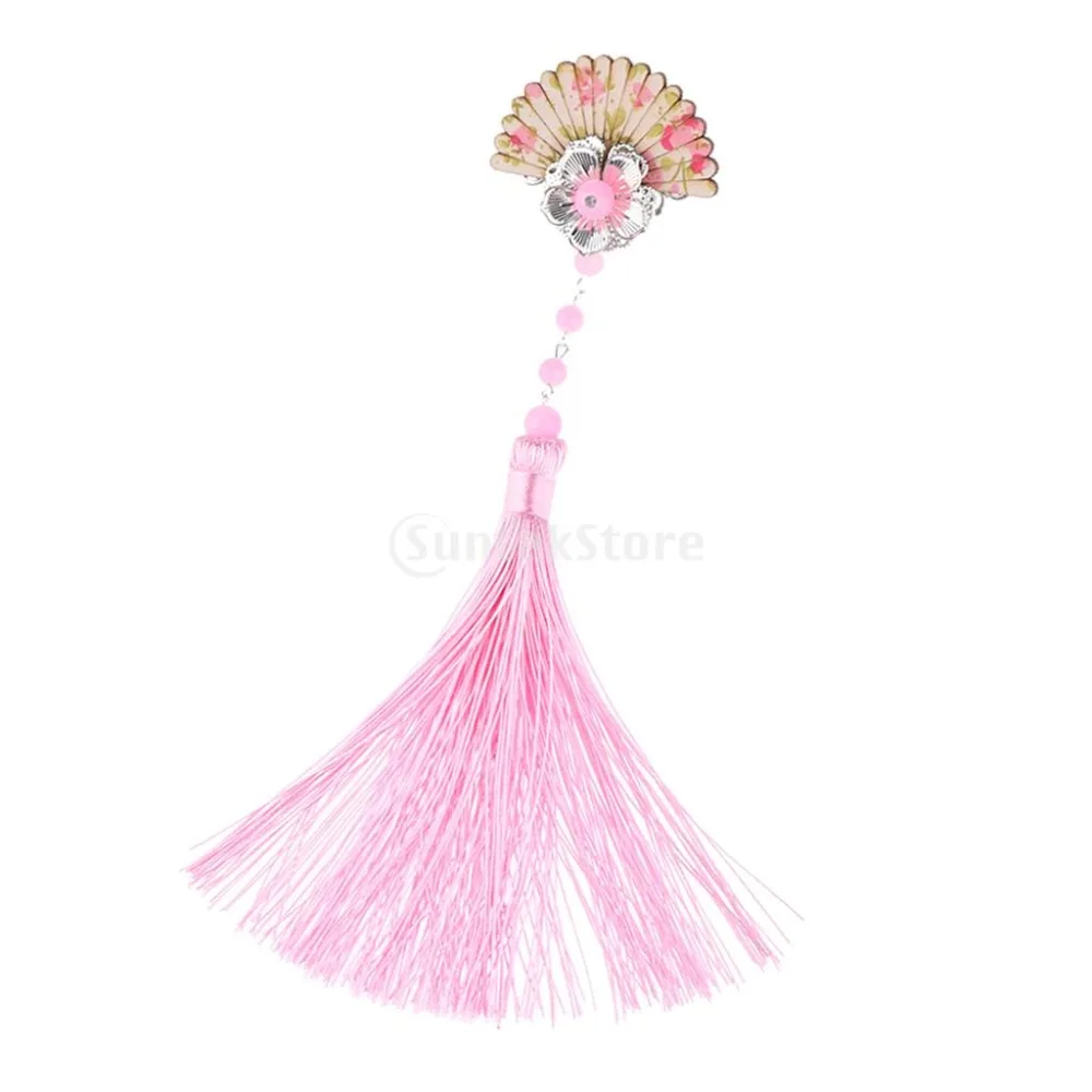 Китайский стиль винтажный деревянный веер и кисточка заколка для волос заколка кимоно Гейша головной убор костюм косплей детская шпилька аксессуары для волос