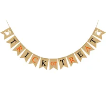 New Style Halloween Party Decoration Linen Hanging Flag Trick Or Treat Halloween Banner