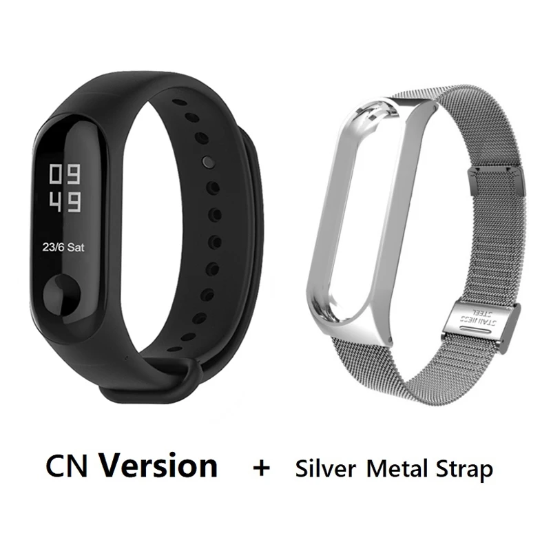 CN add silver metal Xiaomi Mi группа 3 4 глобальная Версия смарт-Браслет фитнес-браслет часы 3 большой сенсорный экран сообщение время сердечно - Цвет: CN add silver metal