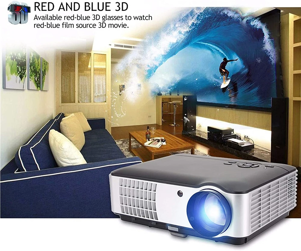 Новый портативный 3D проектор Full HD 1280x800 видеопроектор для домашнего кинотеатра