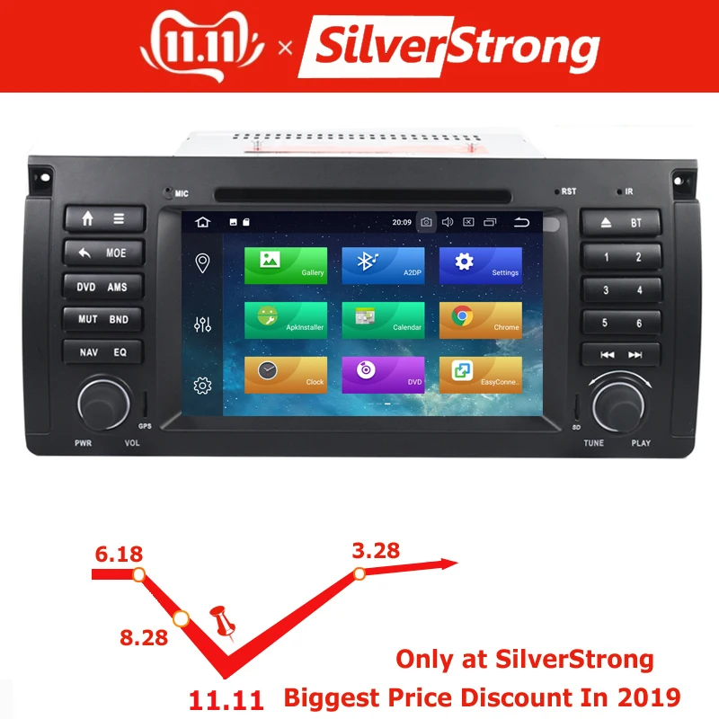 Flash Deal SilverStrong Android9.0 One Din IPS 7inch Car DVD for BMW E53 E39 X5 with 4G RAM 32G ROM Car GPS Radio for E39 E53 X5 0