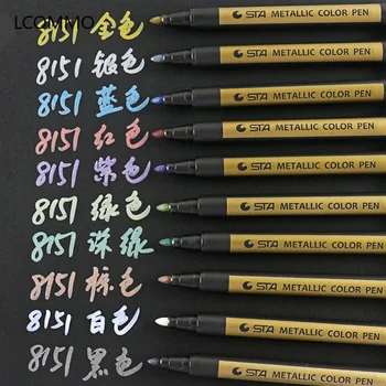 

10 pcs/set Metallic Highlighter Marker Pen Art Supplies for Artist Material Paint Pen Student Painting Pen Alcohol Brush Markers
