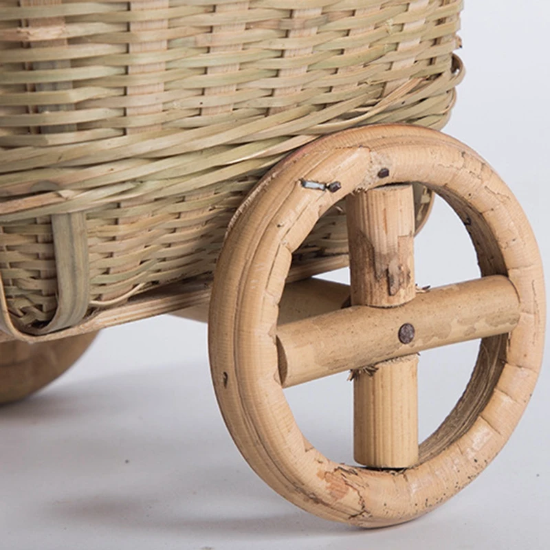 Bamboo Handmade Woven Straw Fruit Basket Wicker Rattan Food Bread Organizer Kitchen Decorative Bicycle Gift Neatening Organizer
