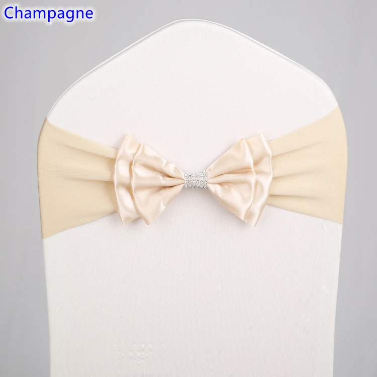 Champagne Colour Satin Chair Sash Spandex Bow Tie Lycra Fit All Chairs Wedding Banquet Hotel Party Decoration | Дом и сад