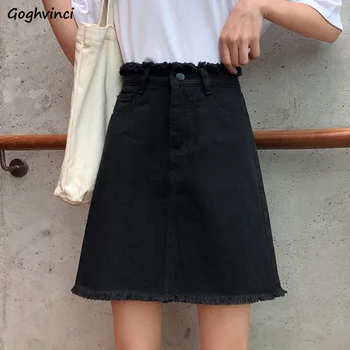 

Skirts Women 2020 Summer New Trendy High Waist Skirt Denim Womens Mini Korean Style Kawaii Students Casual Slim Harajuku Solid
