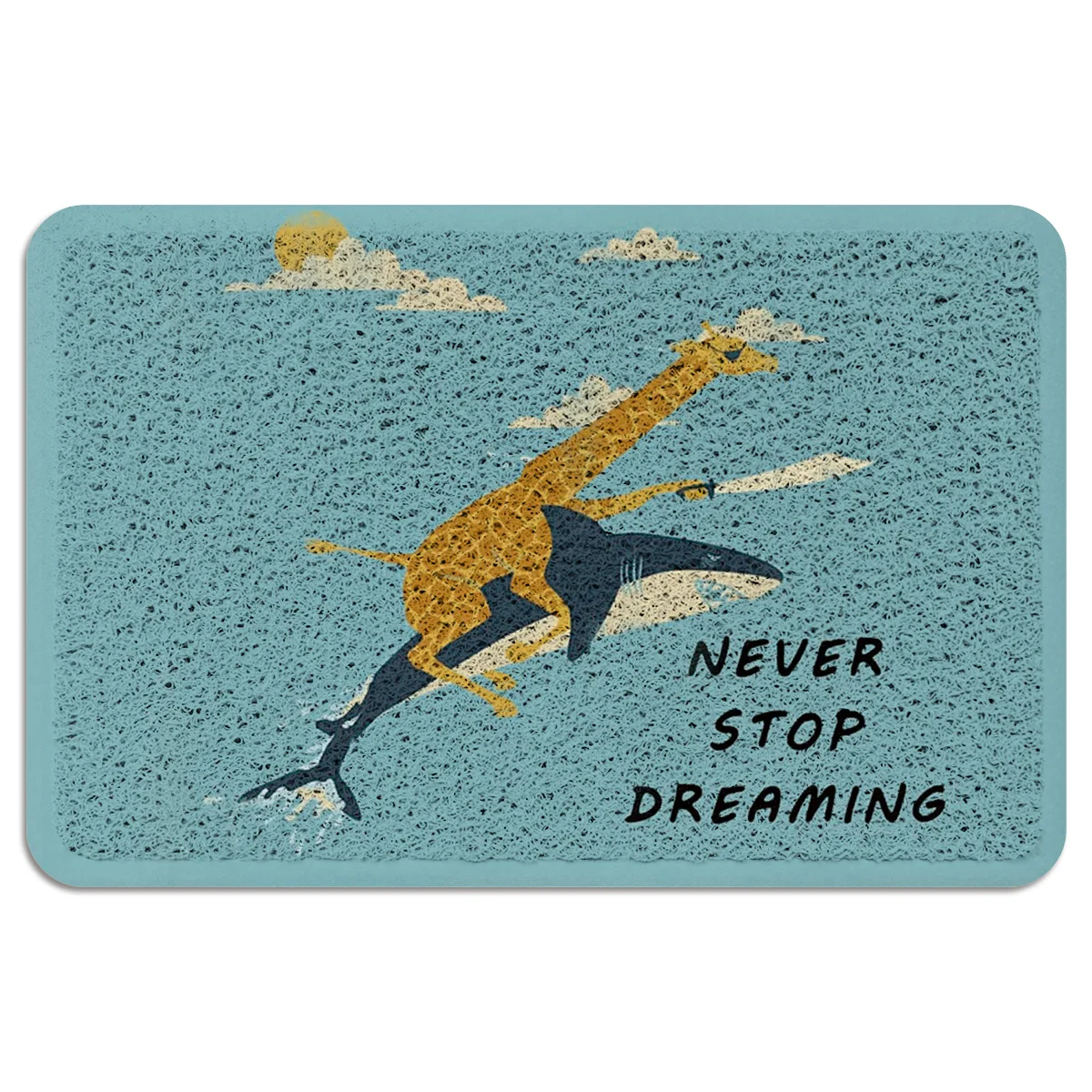 Never Stop Dreaming Shark Жираф голубое небо мультфильм коврик для входного пути Крытый