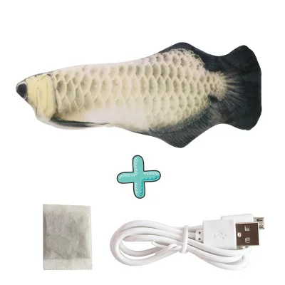 Usb Elektronikus Háziállat -Macska Halak Játék Akkumulátor Töltő Macska Rágás Play Simulation Fish Toy Bate Supplies Szállítás Jitter Swing - Image 5