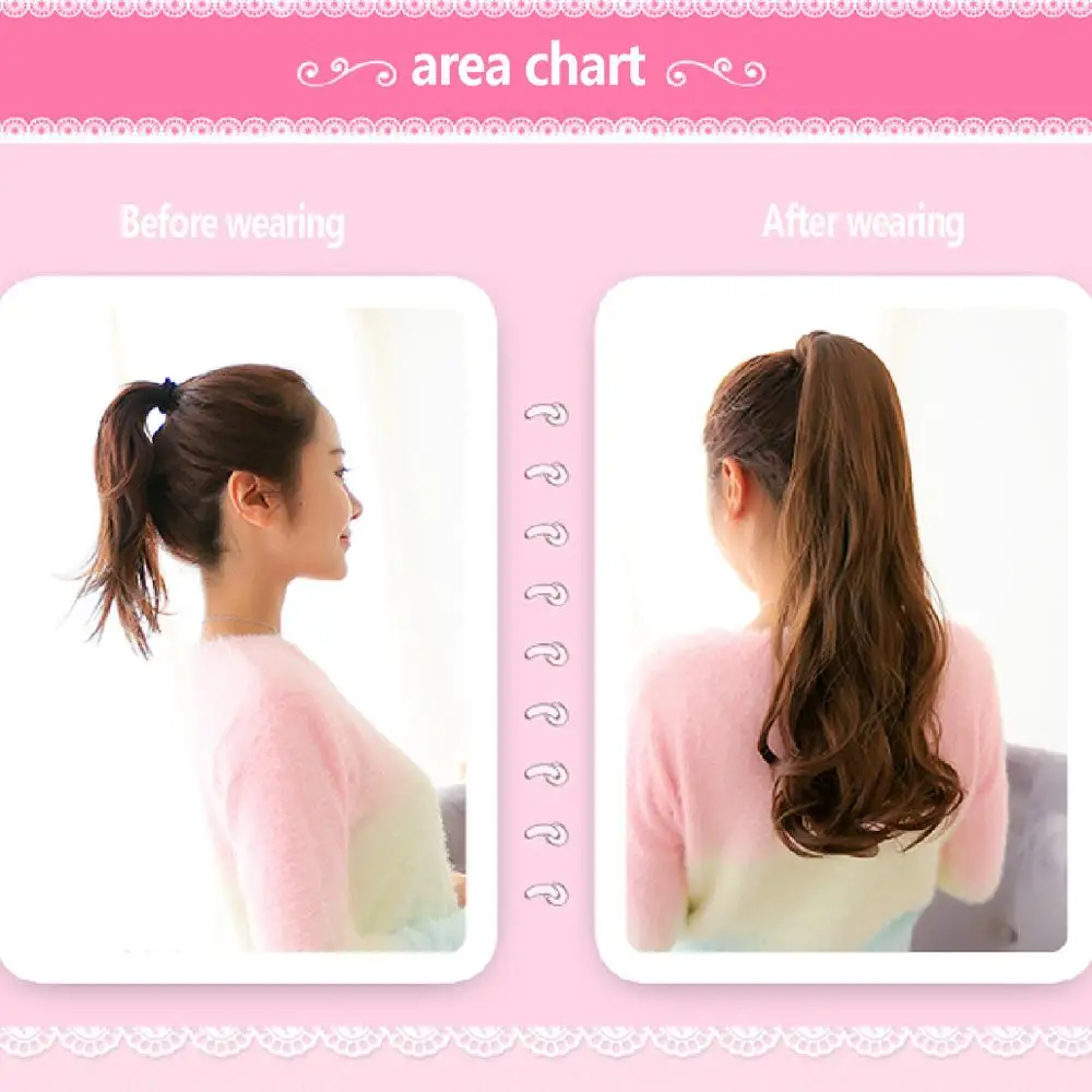 DIFEI Long Wavy Natural Ponytail Clip in Pony tail Hair Extensions Wrap Around on Synthetic Hair Piece for Women