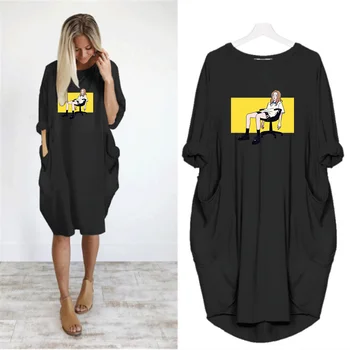 

2020 Dress Women Print Cute Girls Pocket Casual Loose Vintage Party Spring Girls Plus Size M-5XL Clothes Kawaii Womens Dresses