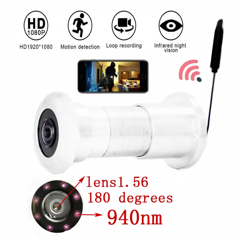 Door Eye Hole  Security 2mp HD  1.56mm Lens Wide Angle FishEye CCTV Network Mini Peephole Door WifI  Camera P2P TF Card