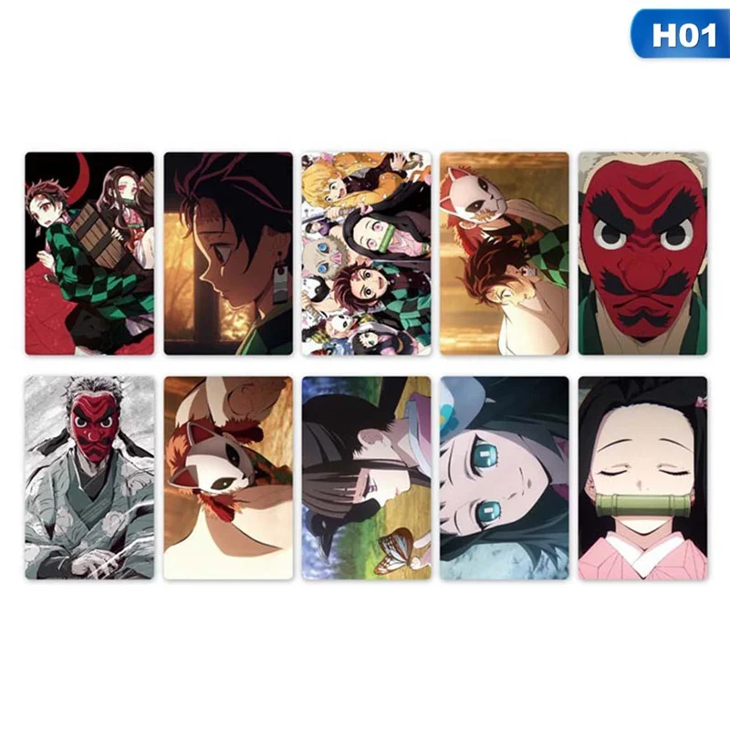 Demon Slayer Kimetsu no Yaiba Anime Card Sticker Pack DIY Waterproof Card Classic Kids Stickers toys for children 10 pcs