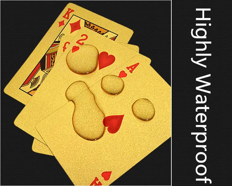 24K Gold Playing Cards Plastic Poker Game Deck Foil Pokers pack Magic Cards Waterproof Card Gift Collection Gambling Board Game