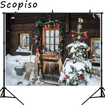 

Scopiso Christmas Photography Backdrop Wooden House Children Xmas Booth Party Decoration Photo Background Studio Prop
