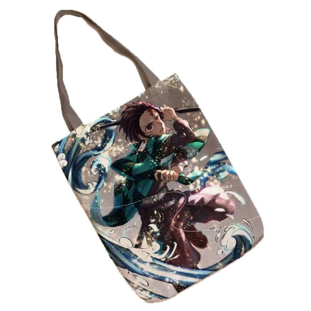 Demon Slayer: Kimetsu no Yaiba Холщовая Сумка для книг для женщин DIY сумки для покупок дорожные школьные сумки для женщин