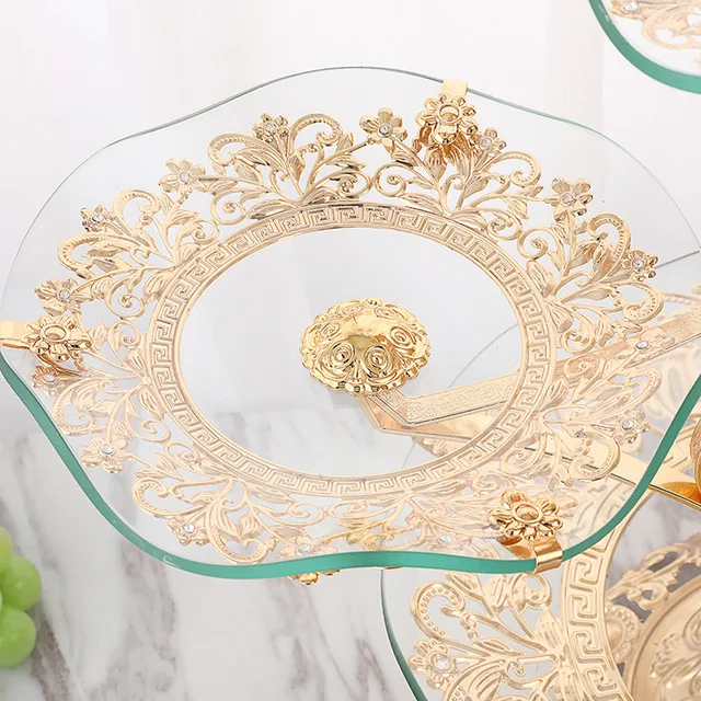 Új, Könnyű Luxus Stílusú Kreatív Családi Nappali Szálloda Teaasztal Kristály Gyümölcslemez Többrétegű Európai Nagykereskedelem - Image 3