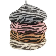 Элегантный Леопардовый Теплый шерстяной весенний осенний зимний берет женский Французский Берет для женщин берет шапка