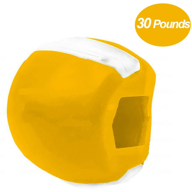 Masseter Ball Jawline Muscle Exerciser Chew Ball Food Grade Silicone Facial  Mandible Trainer Face Fitness Balls 20-50 Pounds 30 pounds yellow