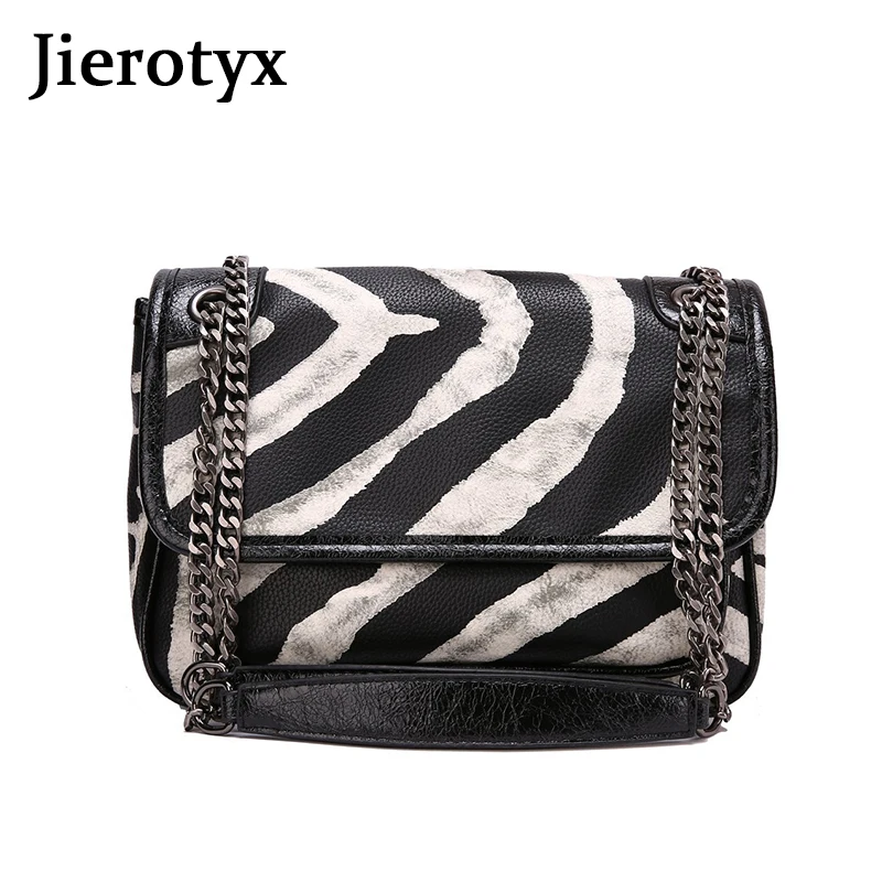 

JIEROTYX Women Trendy Crossbody Bag For 2020 New Designer Fashion Zebra Pattern Print Casual Leather Female Shoulder Bag Sac