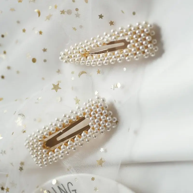 

6067 Fairy Headdress Mori Girl Line Pearl Barrettes Side Edge Clip Long Clip Simple Retro Versatile Fashion