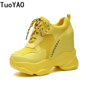 

New 2020 Fashion Sneakers Women Platform Sneakers Casual Shoes Women 2020 Breathable Leather Women Sneakers Yellow Comfortable