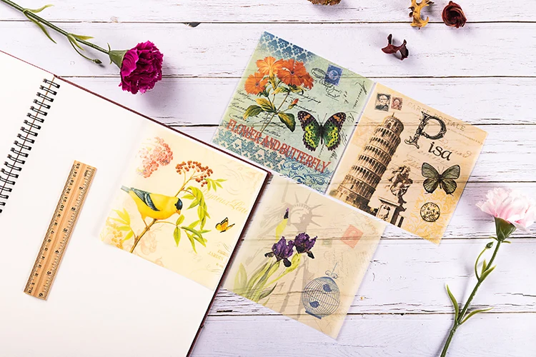 8pcs/pack Vintage Handbook material No adhesive Decorative Sticker DIY Scrapbooking diary album Stickers escolar