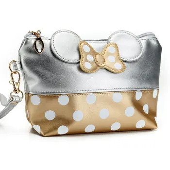 

Dropshipping Makeup Bag Cartoon Handbag Cheap Mouse Ears Cosmetic bag Pouch for Women Dots Portable Bow Kids Gift Clutch
