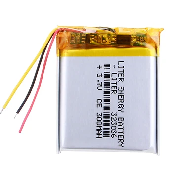 Batteria per MP3/MP4/Telefono Cellulare 323036 3.7V 300mAh, Batterie ai Polimeri di Litio Originali