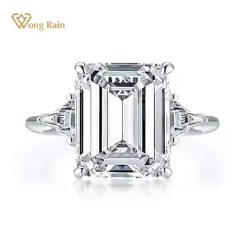 

Wong Rain 925 Sterling Silver Emerald Cut Created Moissanite Gemstone Engagement Wedding Diamond Ring Fine Jewelry Wholesale