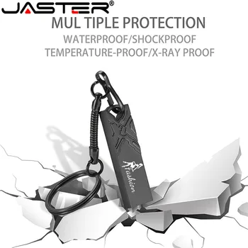 

JASTER New Keychain Metal Black USB Flash Drive 4GB 8GB 16GB 32GB 64GB Real Capacity Flash Disk 2.0 Custom LOGO Wholesale