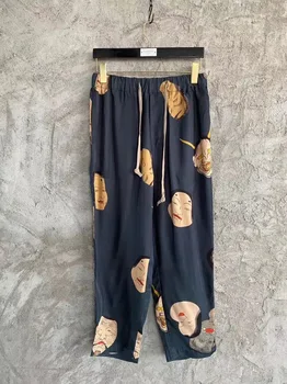 

men real silk japanese face prints harem pants