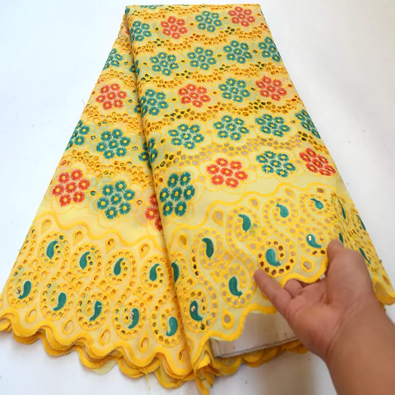 

Yellow Nigerian Lace Fabric,Fashion African Hollow Out Dry cotton Lace Swiss Voile Lace In Switzerland High Quality DG642