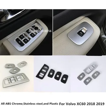 

For Volvo XC60 2018 2019 2020 Car Body Door Window Glass Inner Panel Armrest Lift Switch Button Trim Frame 4pcs