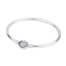 Аутентичный 925 пробы серебряный кристалл сердце Круговая застежка зажим подходит ПАН браслет подходит Diy Шарм Европа ювелирные изделия