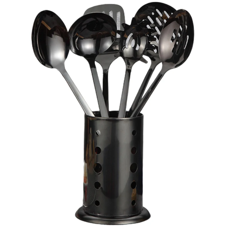 

9PCS/Lot Titanium Series Stainless Steel Kitchenware Set Cooking Spatula Kitchen Utensils Gifts Kitchen Gadgets Cooking Tools