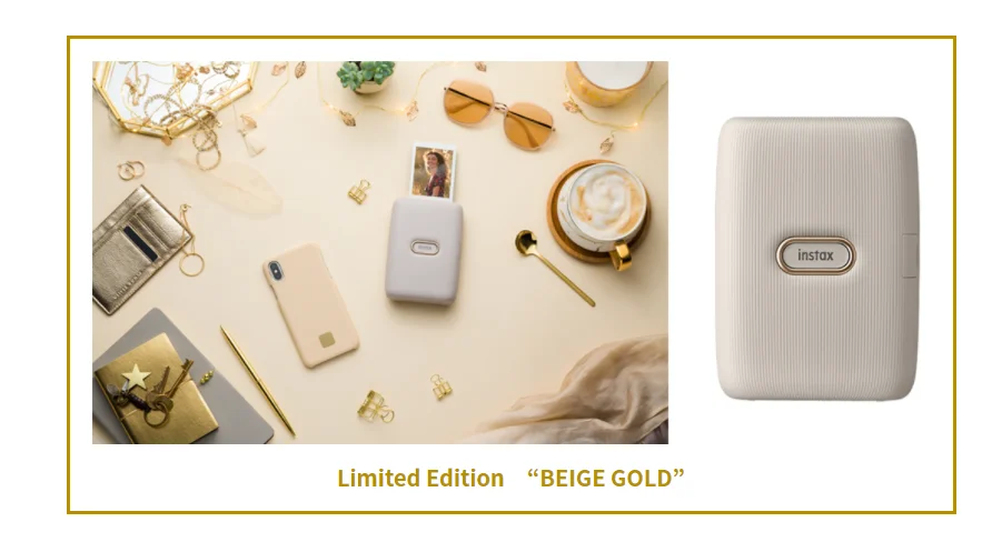instax printer beige gold