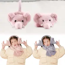 Зимний костюм с шарфом и наушниками мягкий теплый костюм С Рисунком Слона для детей; зимняя одежда для прогулок;