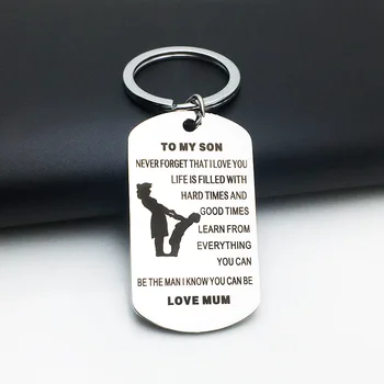 

Oeinin Charms Key Chain Handsome Man To My Son Love Mum Bags Lovers Letter Color Keyring Alloy Key Chain Stainless Steel Pendant